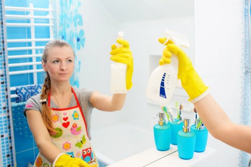 Carpet cleaning technician preparing equipment for a service appointment