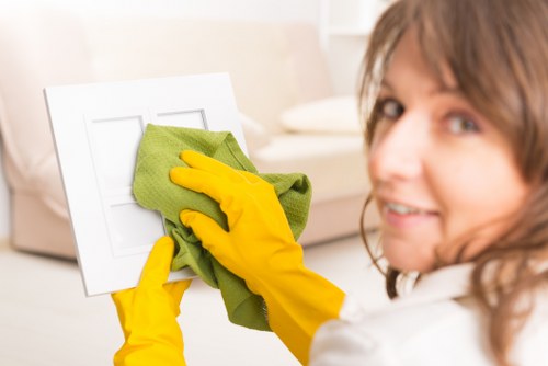 Deep carpet cleaning process in a busy room